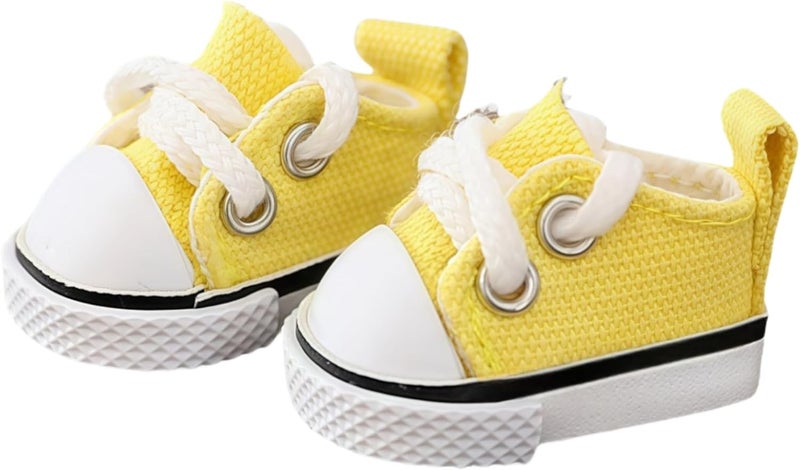 TOU-BEGUIN Doll Shoes for Lu bubu 17cm Dolls(No Doll) Accessories, Mini Shoes for Dolls, Cute Canvas Shoes Suitable for 17cm Doll, Dress Up Doll Shoes Replacement Yellow - Image 1